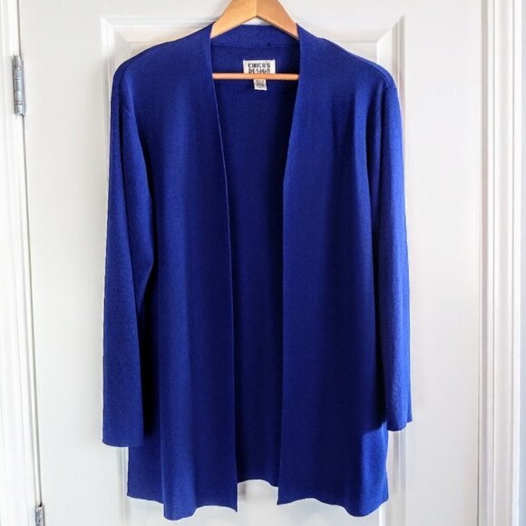 Chico's Royal Blue Knit Long Open Cardigan - Picture 1 of 4